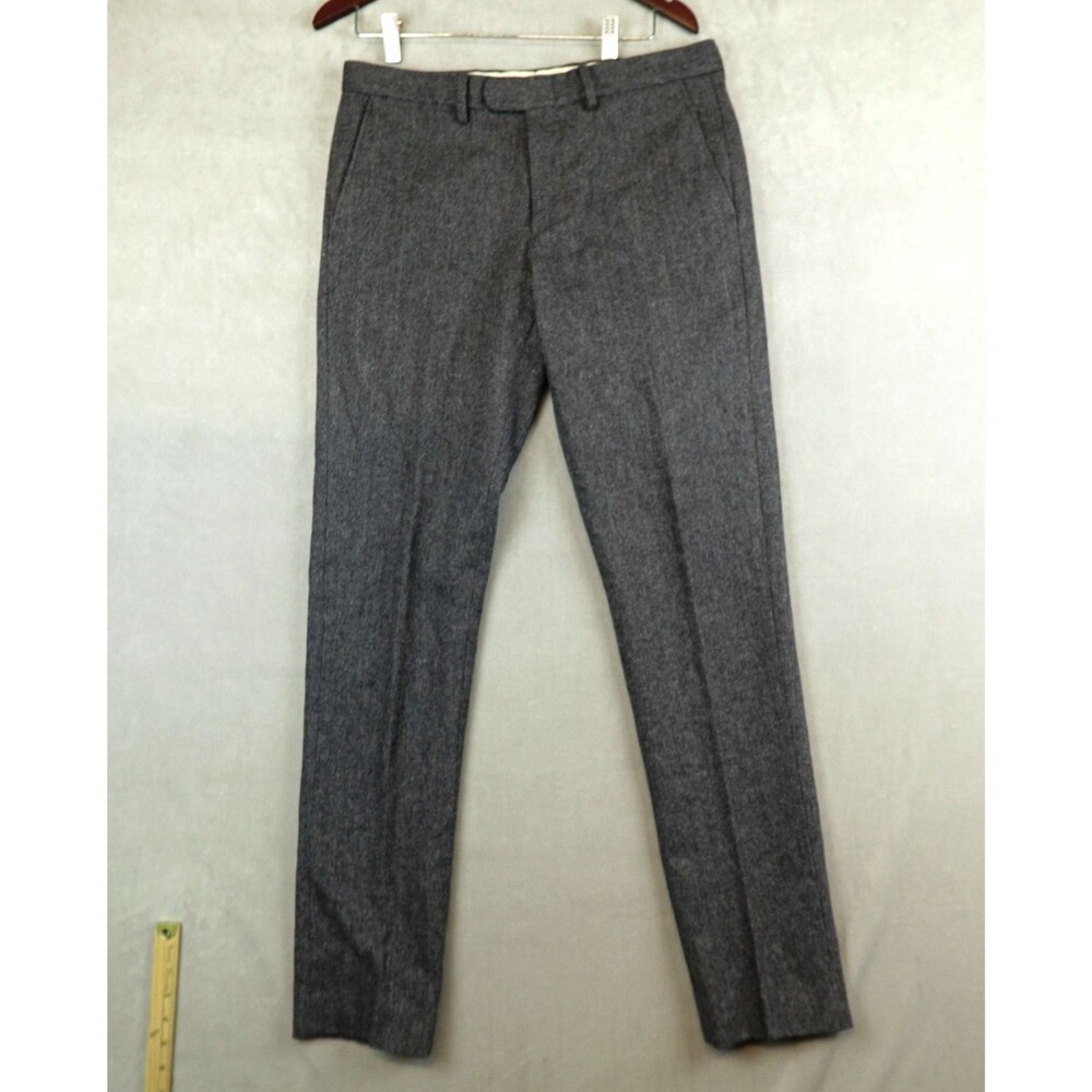 J Crew Bowery Slim Tweed Wool Herringbone Pants Mens 32x34 Gray